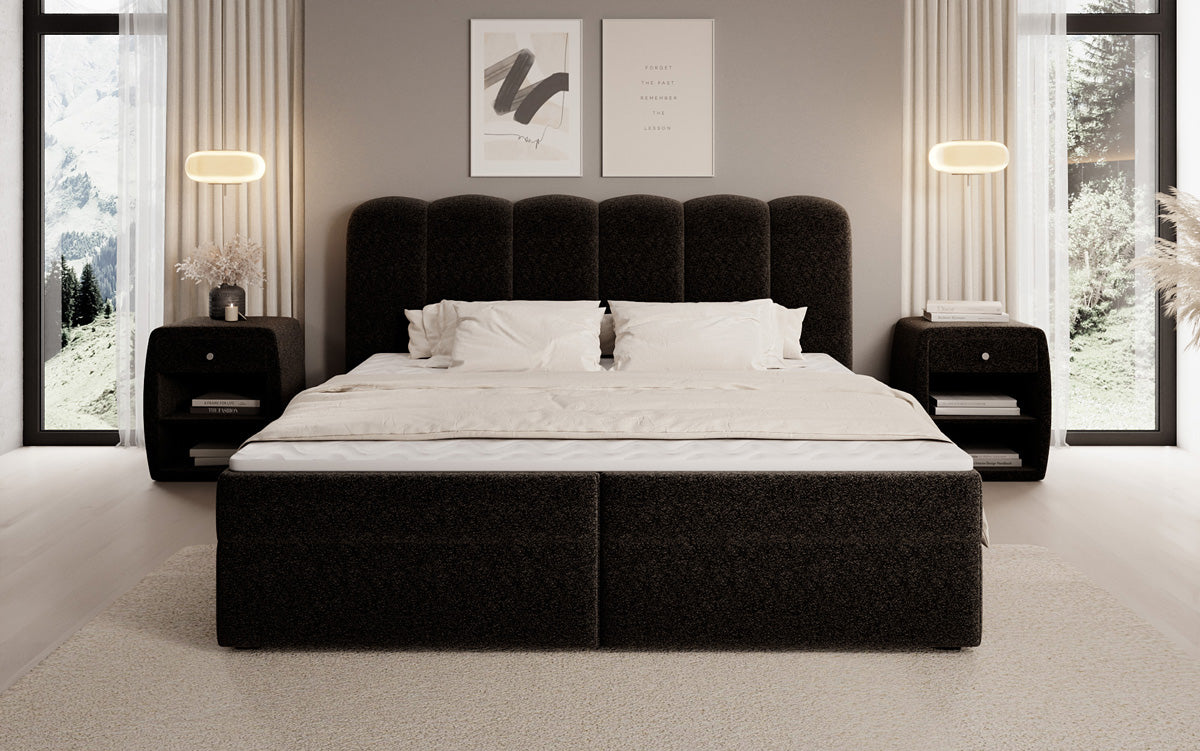 Boxspringbett Bologna in Strukturstoff mit Stauraum