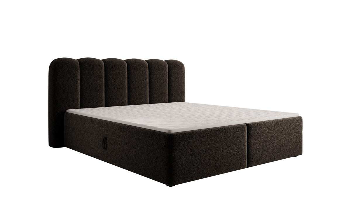 Boxspringbett Bologna in Strukturstoff mit Stauraum