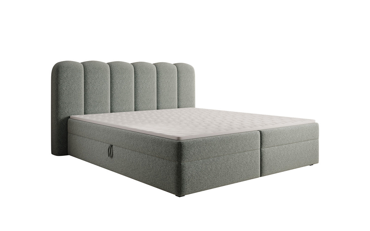 Boxspringbett Bologna in Strukturstoff mit Stauraum