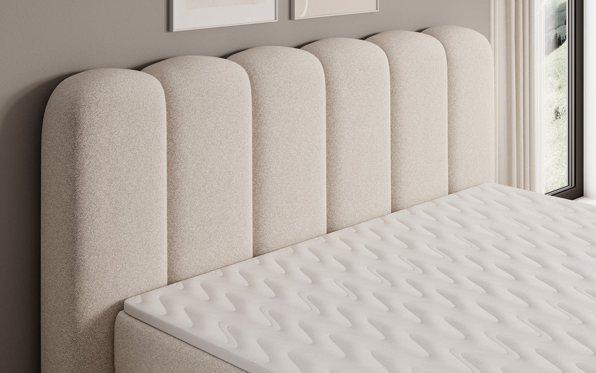 Boxspringbett Bologna in Strukturstoff mit Stauraum