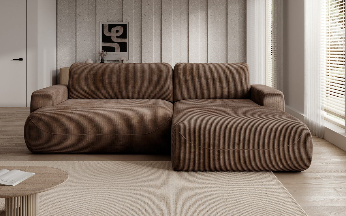 Designer Ecksofa Enzo mit Schlaf- und Klappfunktion in Cord