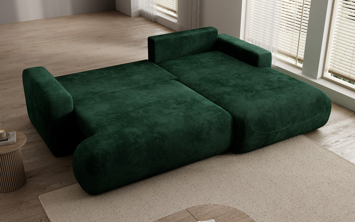 Designer Ecksofa Enzo mit Schlaf- und Klappfunktion in Cord