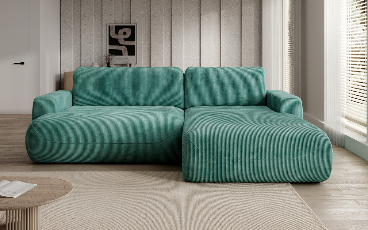 Designer Ecksofa Enzo mit Schlaf- und Klappfunktion in Cord