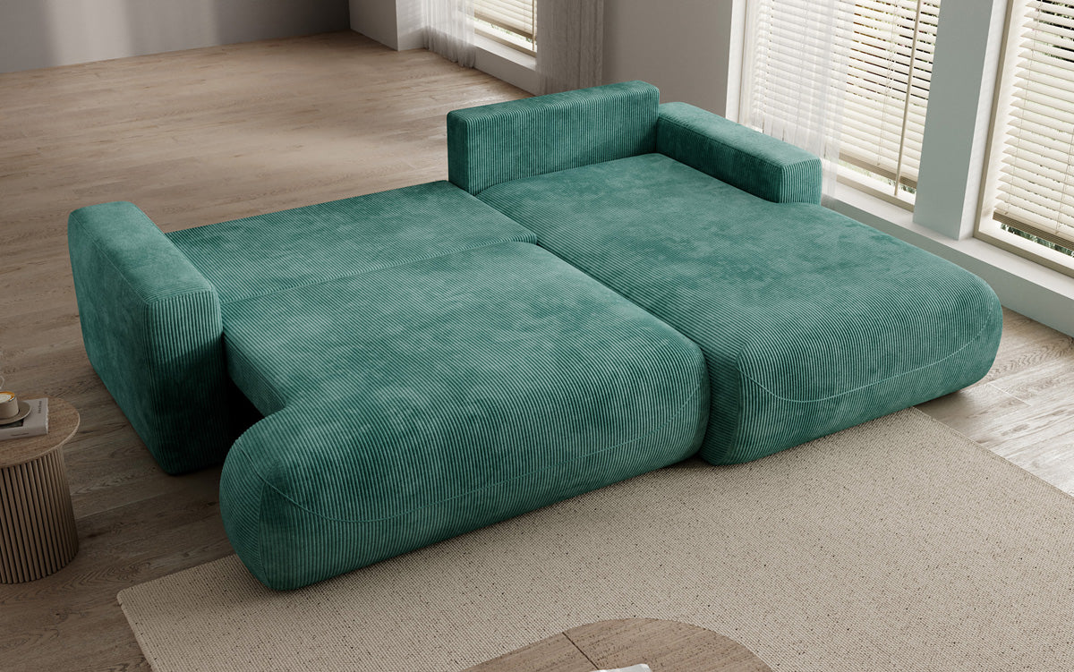 Designer Ecksofa Enzo mit Schlaf- und Klappfunktion in Cord