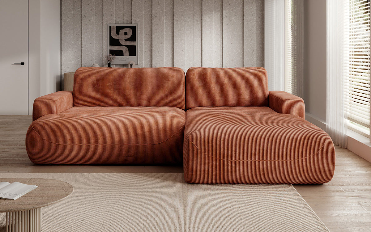 Designer Ecksofa Enzo mit Schlaf- und Klappfunktion in Cord