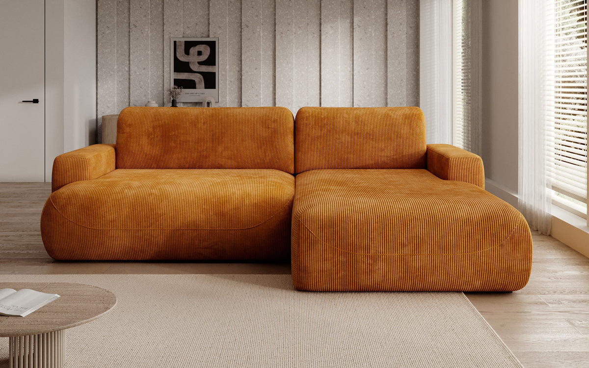 Designer Ecksofa Enzo mit Schlaf- und Klappfunktion in Cord