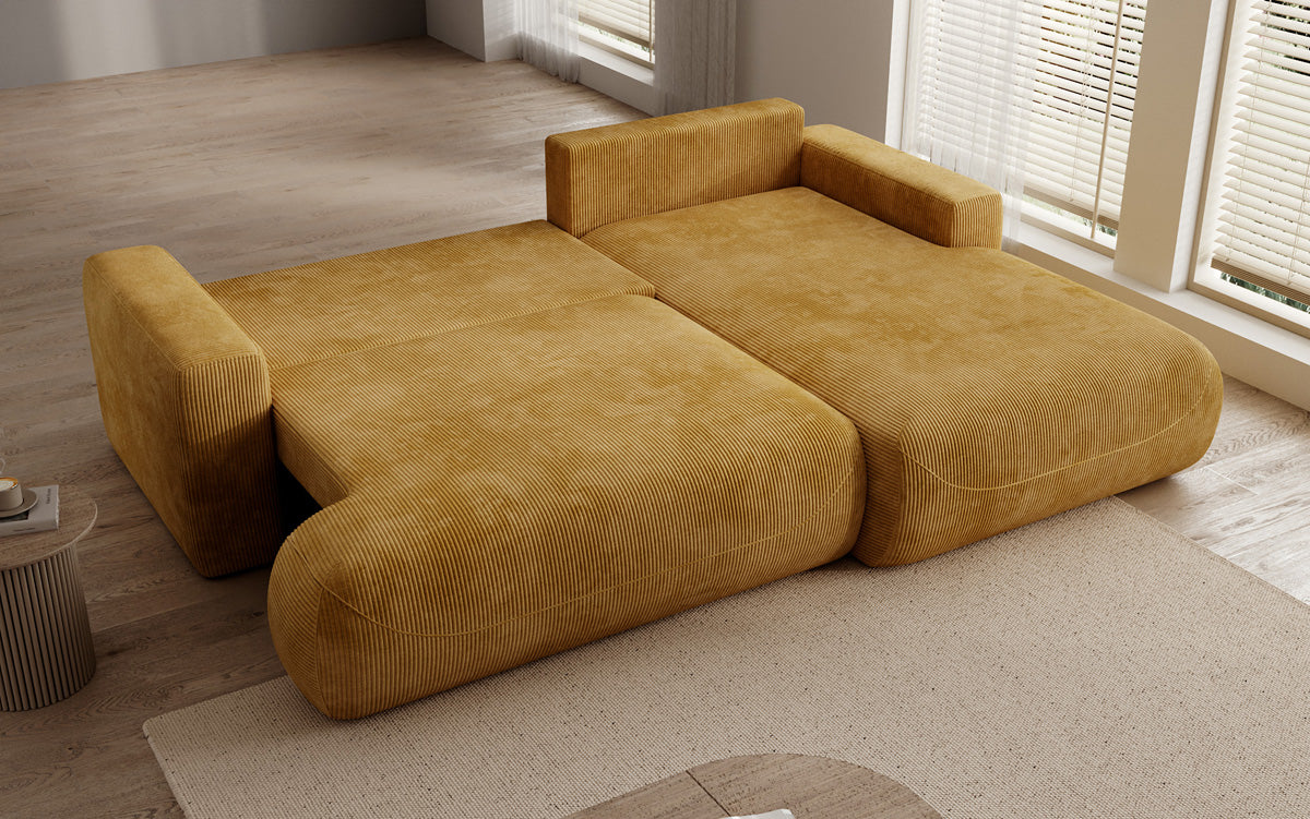 Designer Ecksofa Enzo mit Schlaf- und Klappfunktion in Cord