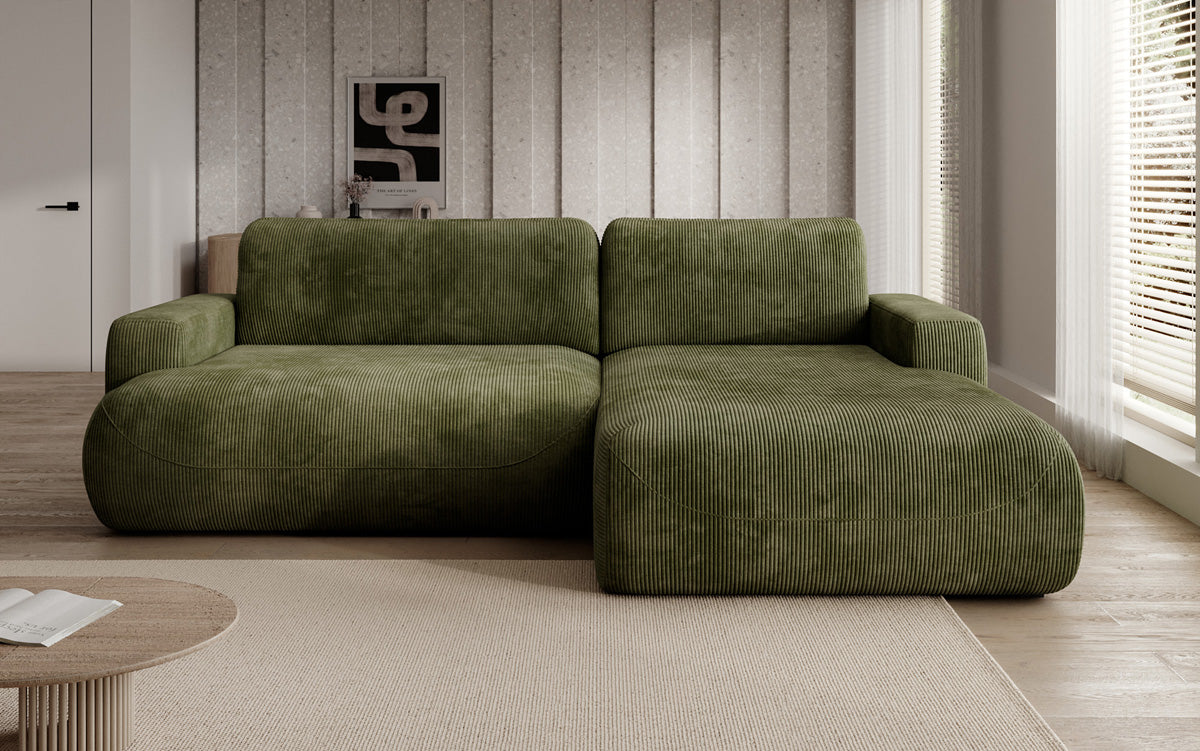 Designer Ecksofa Enzo mit Schlaf- und Klappfunktion in Cord