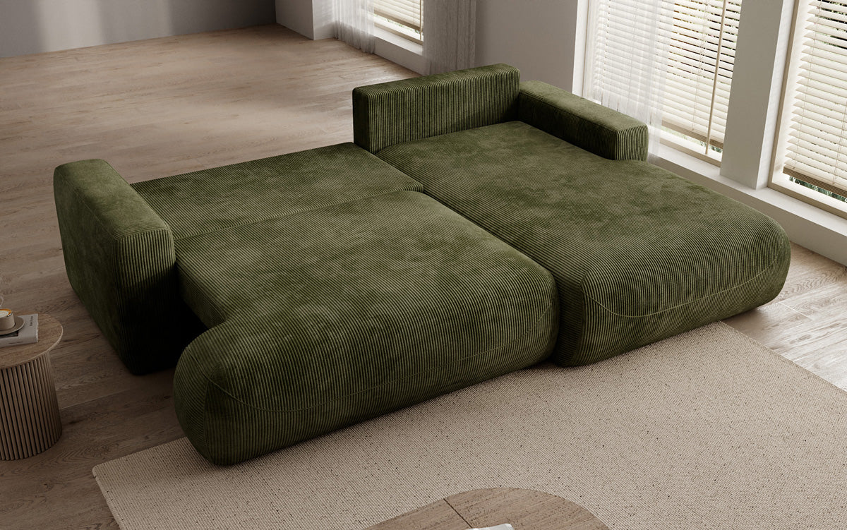 Designer Ecksofa Enzo mit Schlaf- und Klappfunktion in Cord