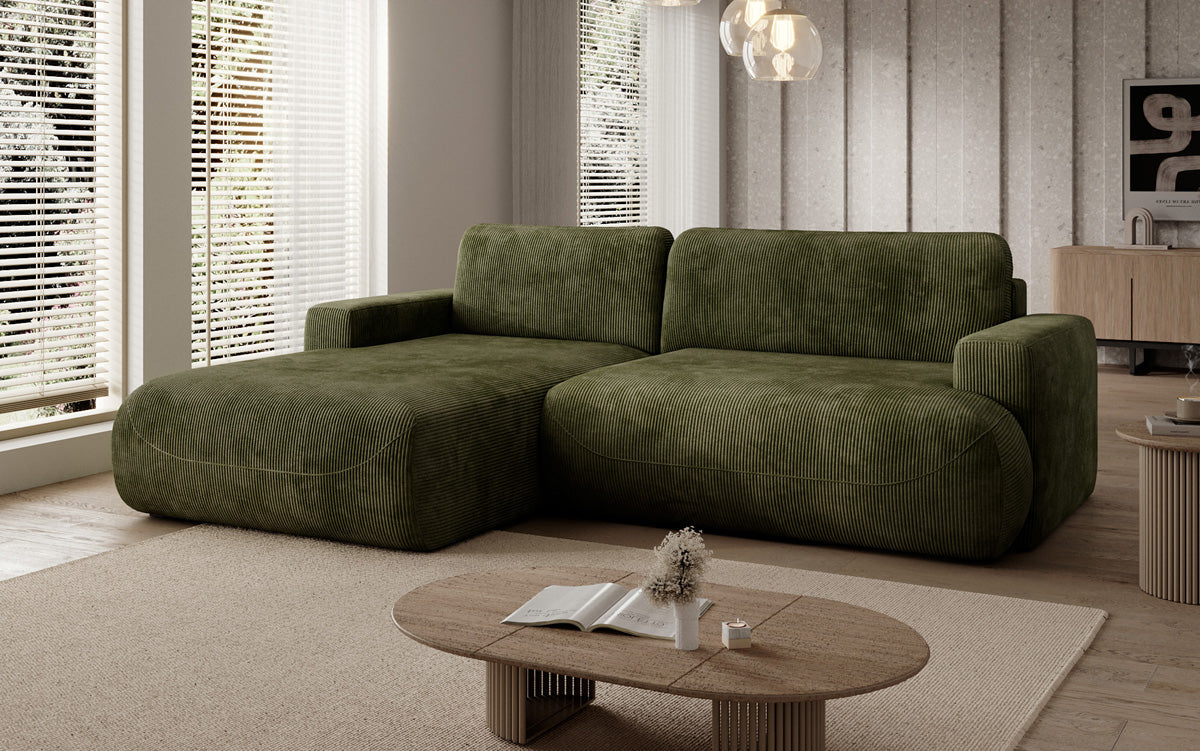Designer Ecksofa Enzo mit Schlaf- und Klappfunktion in Cord