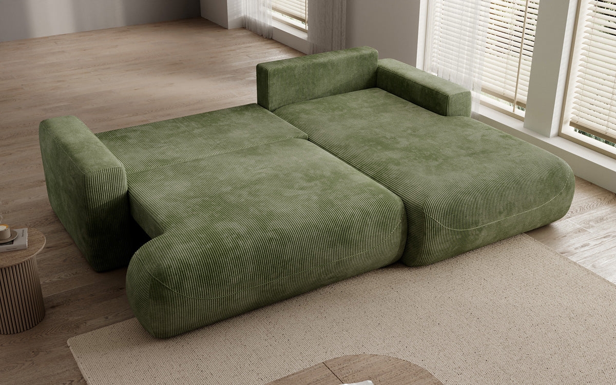 Designer Ecksofa Enzo mit Schlaf- und Klappfunktion in Cord