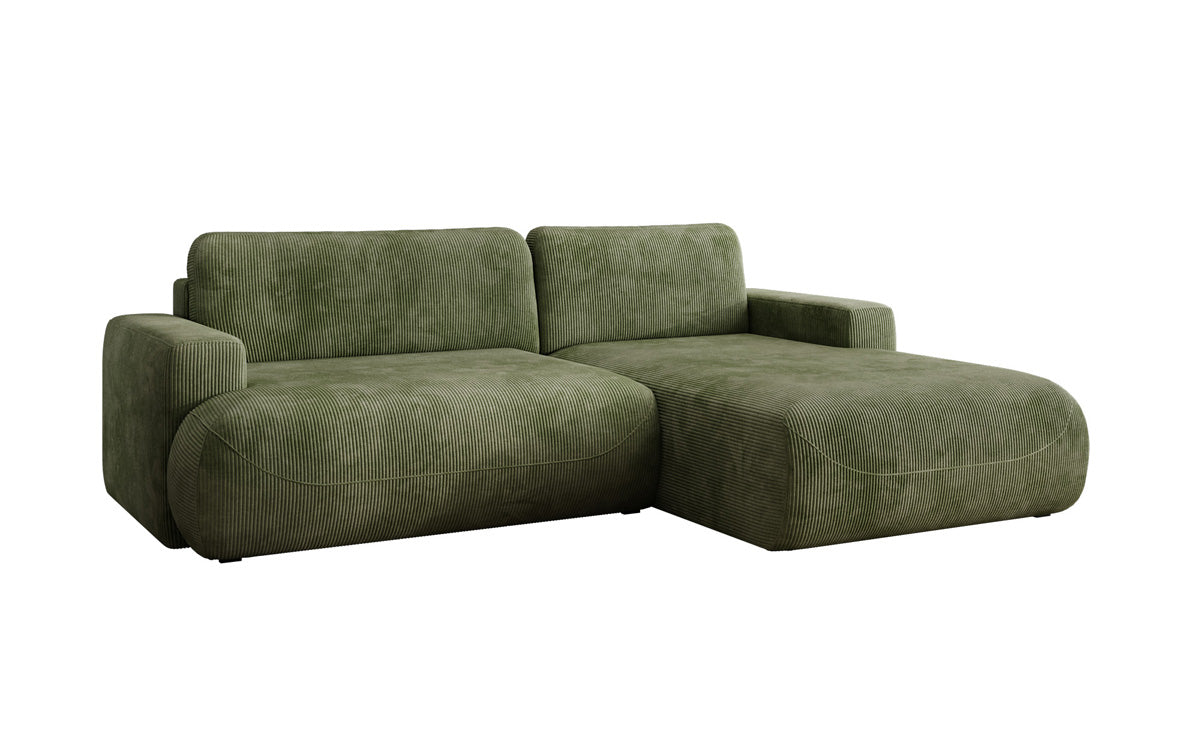 Designer Ecksofa Enzo mit Schlaf- und Klappfunktion in Cord