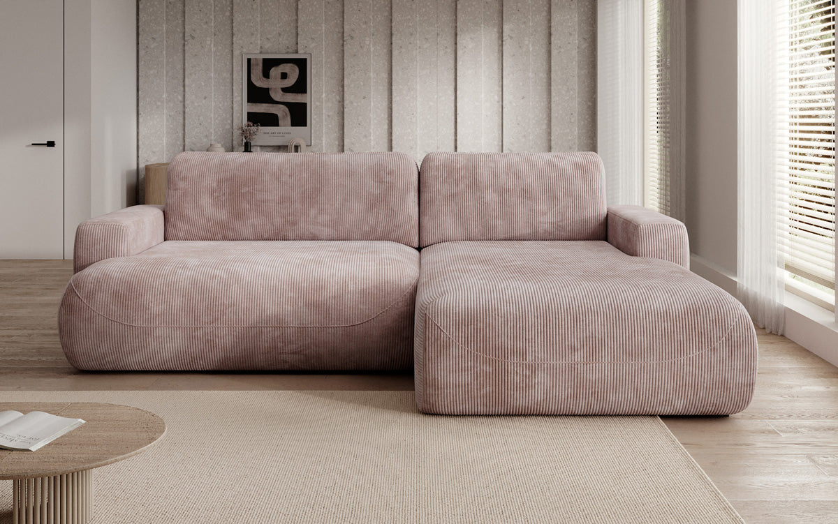 Designer Ecksofa Enzo mit Schlaf- und Klappfunktion in Cord
