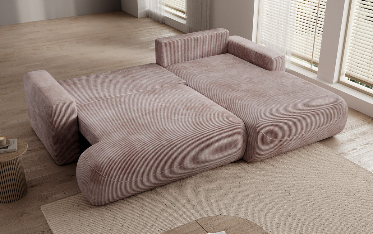 Designer Ecksofa Enzo mit Schlaf- und Klappfunktion in Cord