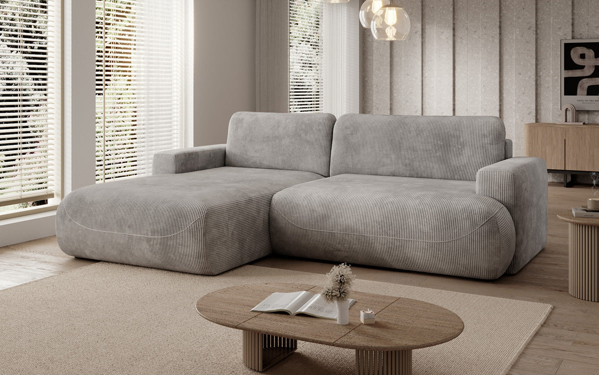 Designer Ecksofa Enzo mit Schlaf- und Klappfunktion in Cord