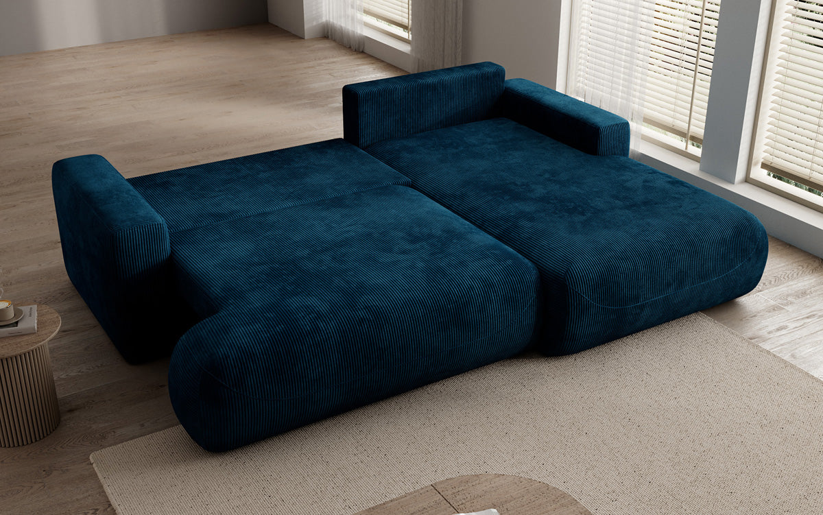 Designer Ecksofa Enzo mit Schlaf- und Klappfunktion in Cord