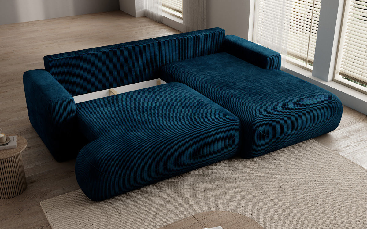 Designer Ecksofa Enzo mit Schlaf- und Klappfunktion in Cord