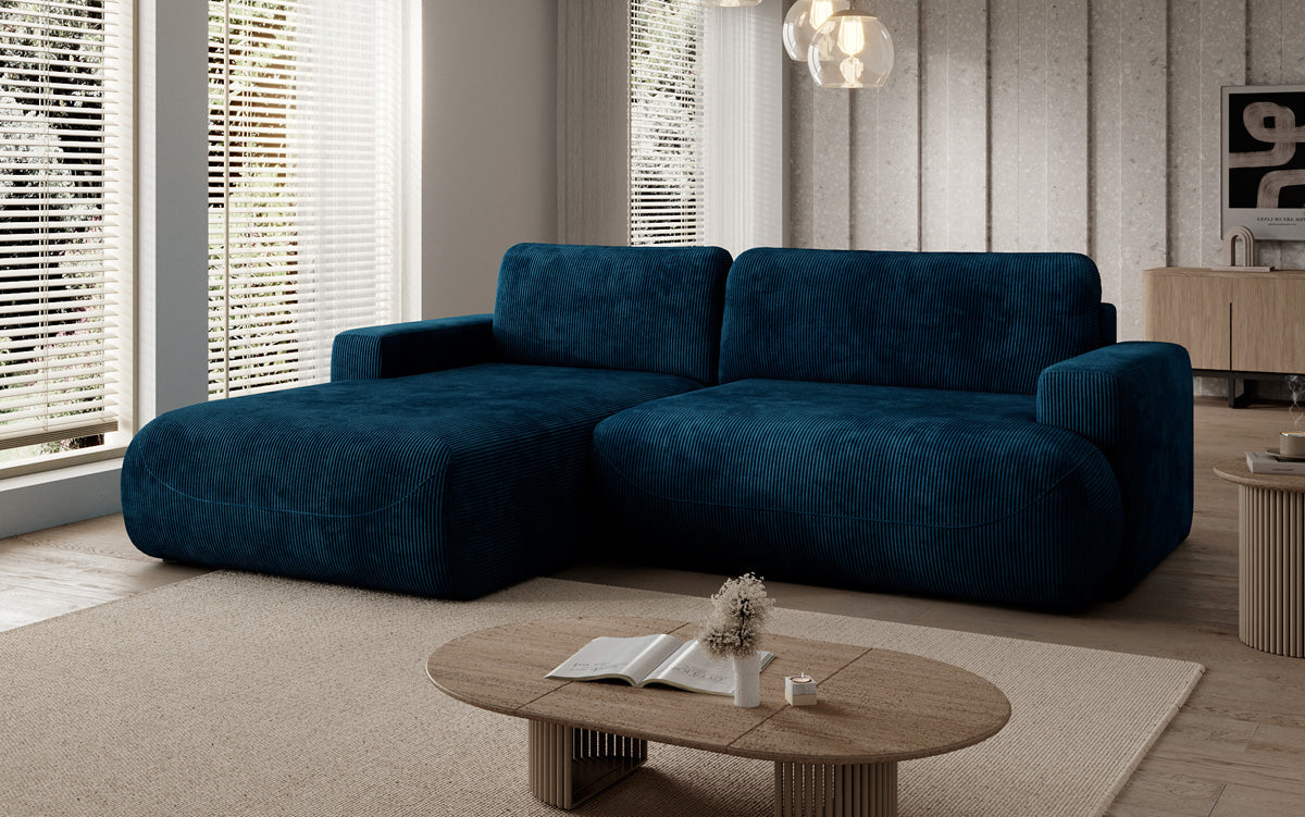 Designer Ecksofa Enzo mit Schlaf- und Klappfunktion in Cord