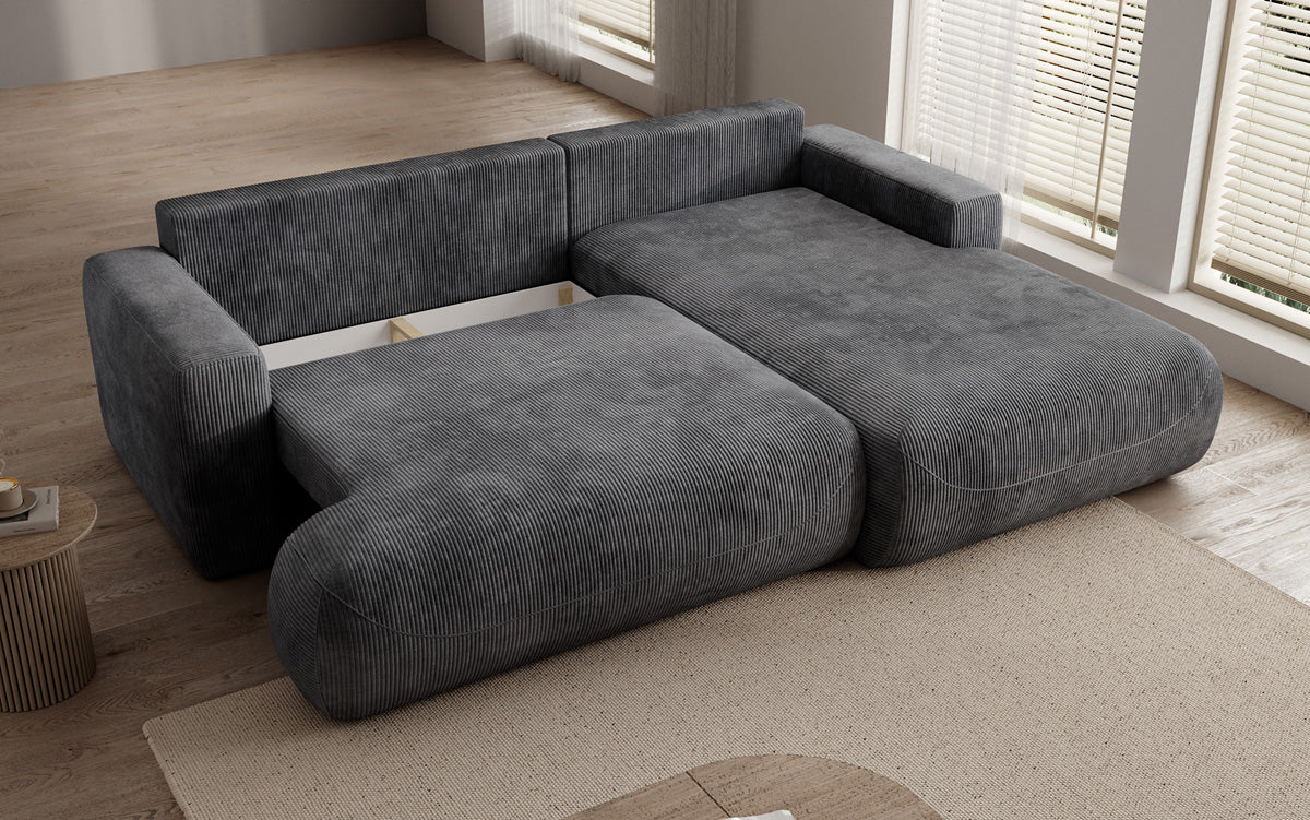 Designer Ecksofa Enzo mit Schlaf- und Klappfunktion in Cord