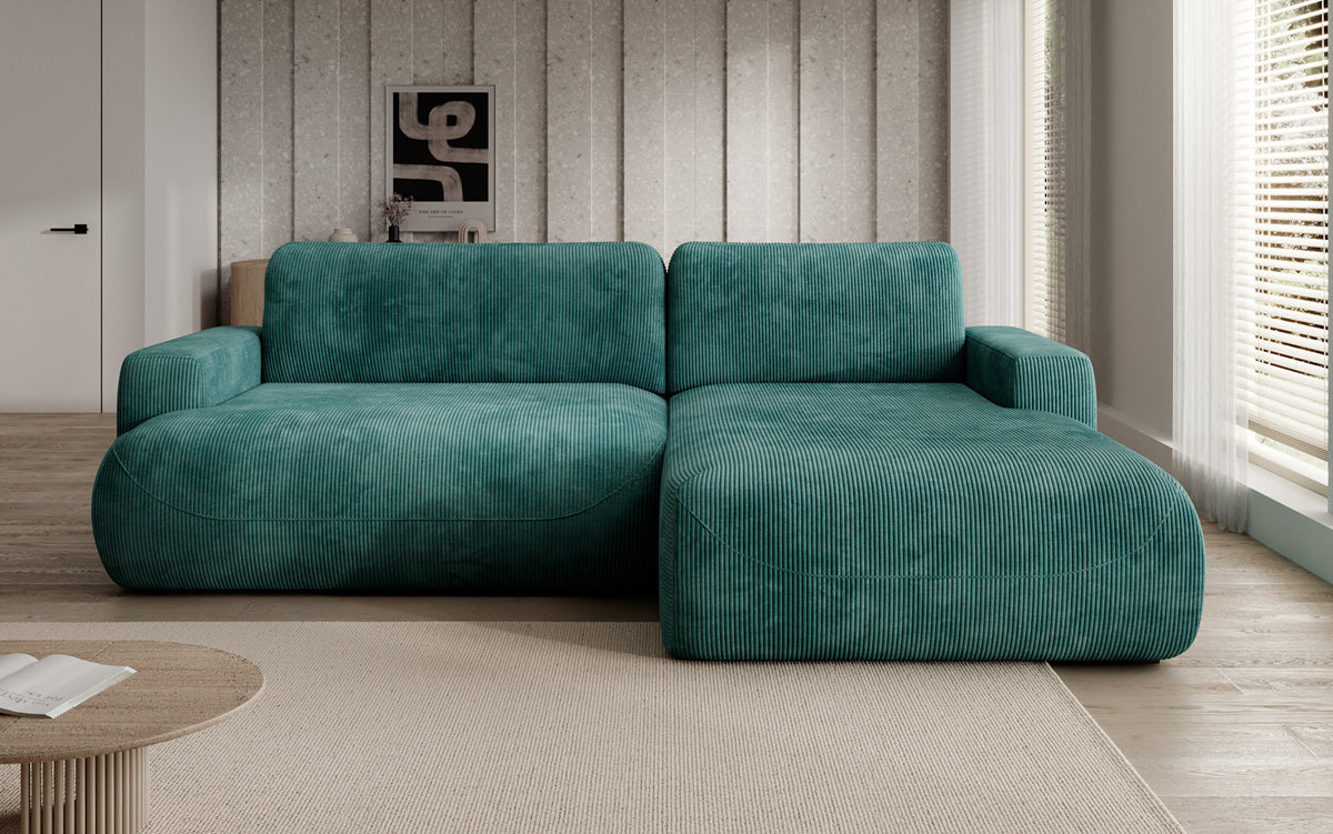 Designer Ecksofa Enzo mit Schlaf- und Klappfunktion in Cord