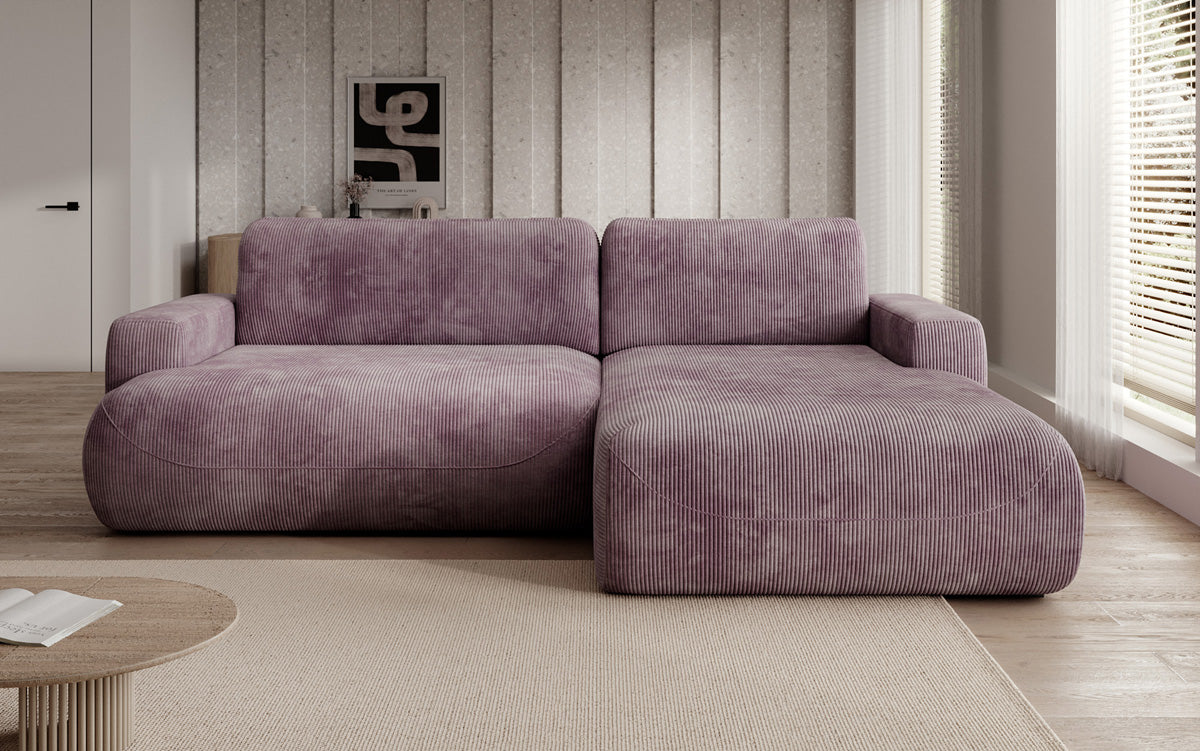 Designer Ecksofa Enzo mit Schlaf- und Klappfunktion in Cord