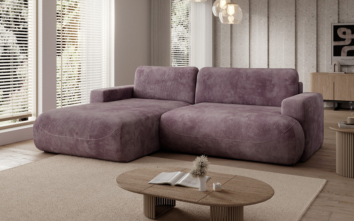 Designer Ecksofa Enzo mit Schlaf- und Klappfunktion in Cord