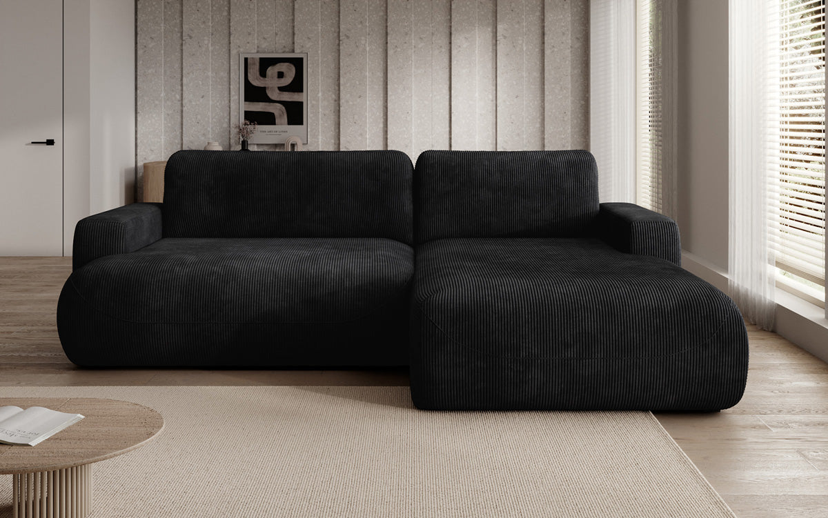 Designer Ecksofa Enzo mit Schlaf- und Klappfunktion in Cord