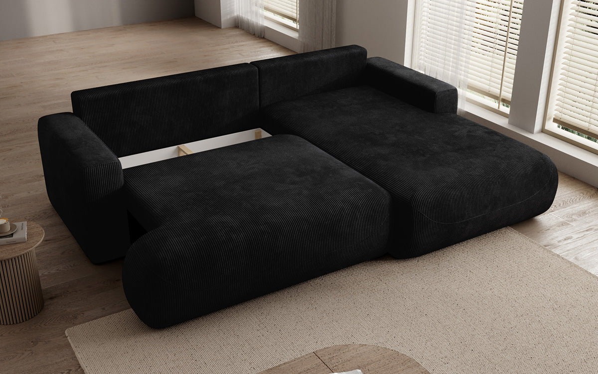 Designer Ecksofa Enzo mit Schlaf- und Klappfunktion in Cord
