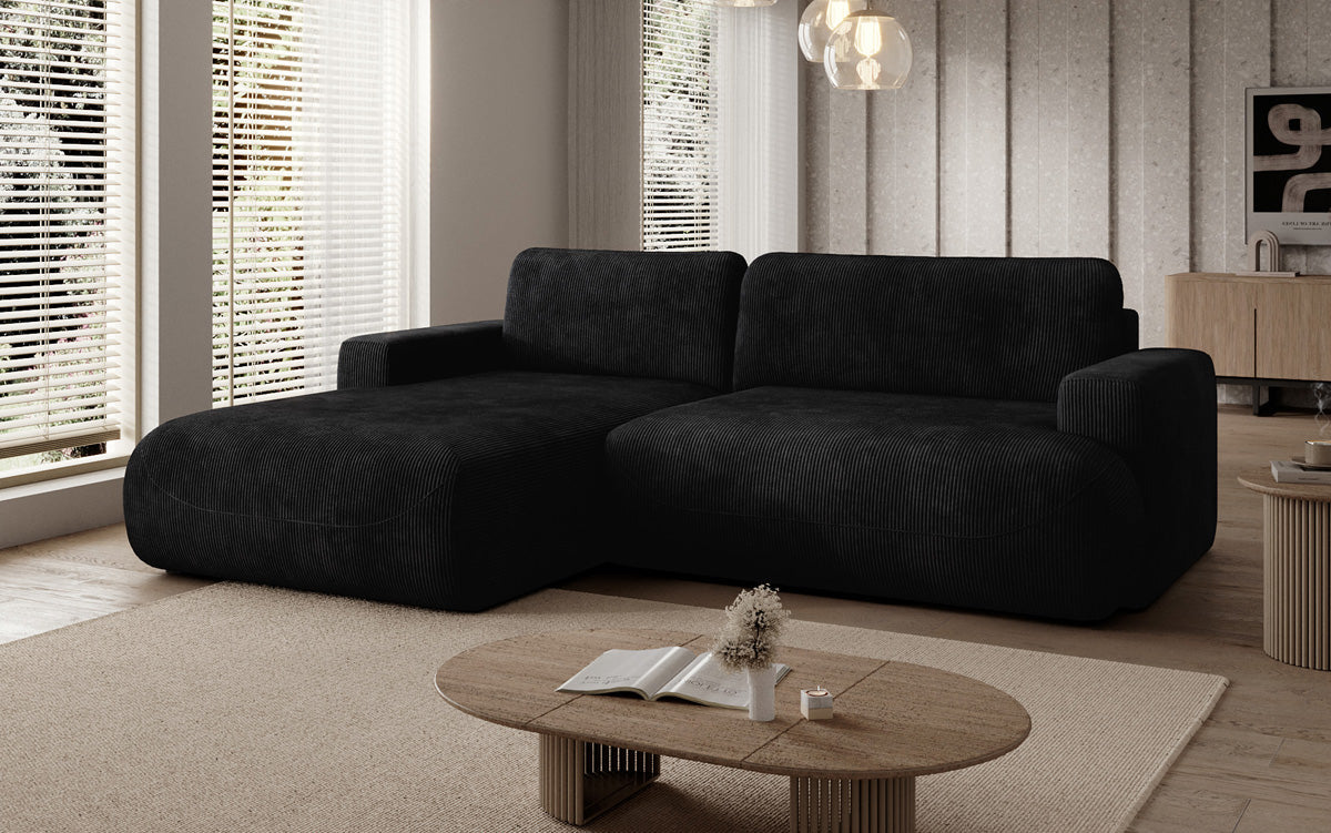 Designer Ecksofa Enzo mit Schlaf- und Klappfunktion in Cord