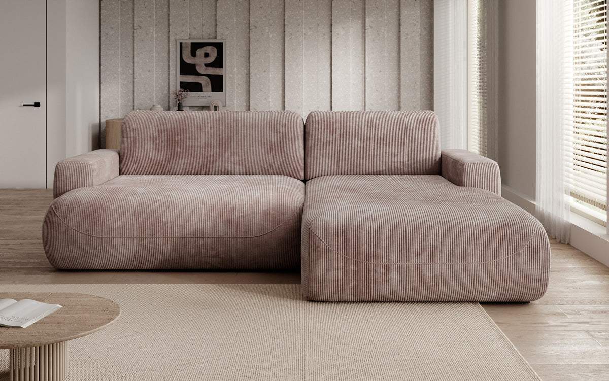 Designer Ecksofa Enzo mit Schlaf- und Klappfunktion in Cord