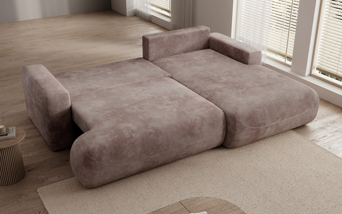 Designer Ecksofa Enzo mit Schlaf- und Klappfunktion in Cord
