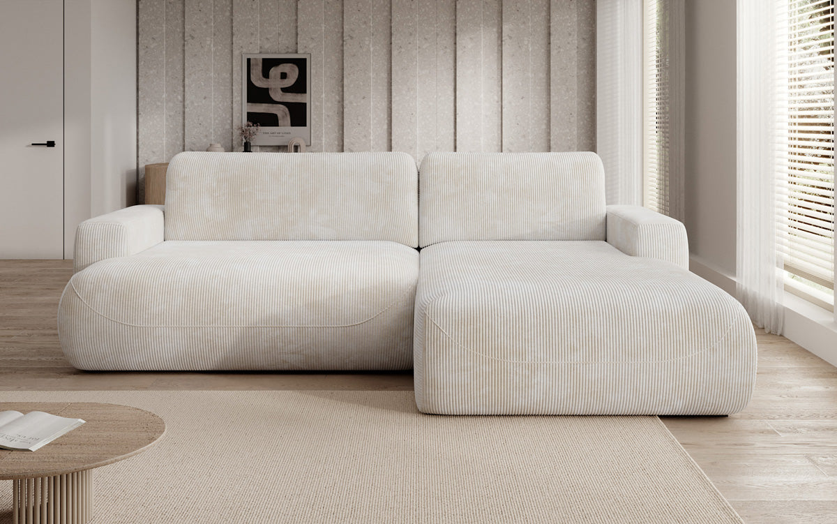 Designer Ecksofa Enzo mit Schlaf- und Klappfunktion in Cord