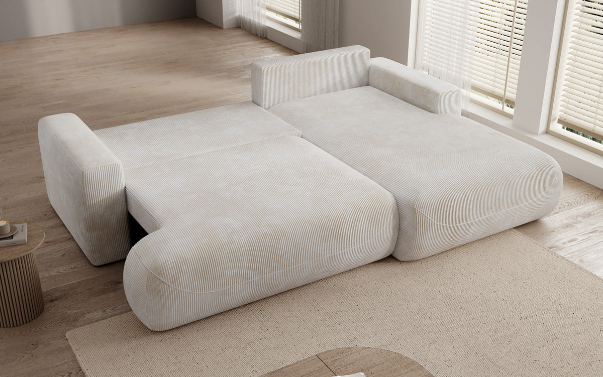 Designer Ecksofa Enzo mit Schlaf- und Klappfunktion in Cord