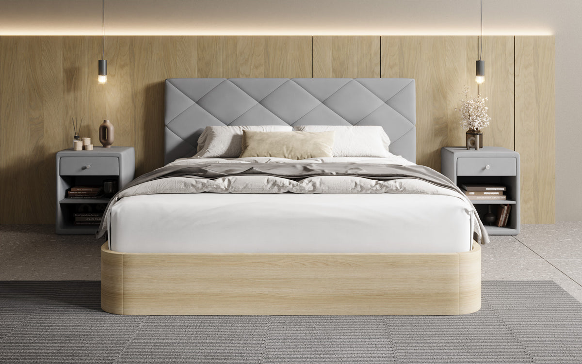 Designer Polsterbett Fiore Caro in Stoff mit Stauraum