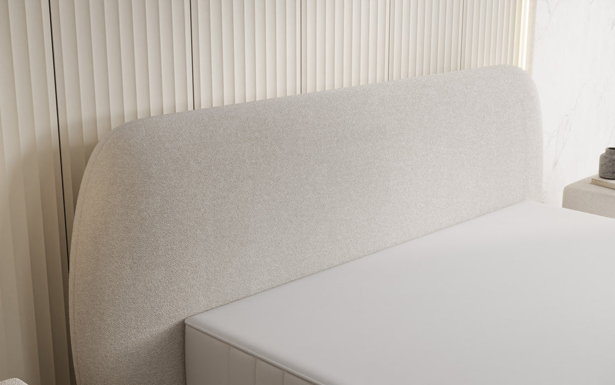 Designer Polsterbett Nella in Teddy Bouclé mit Stauraum