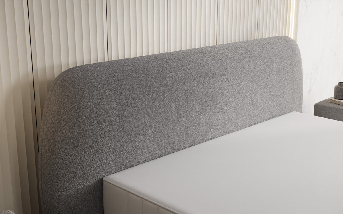 Designer Polsterbett Nella in Teddy Bouclé mit Stauraum
