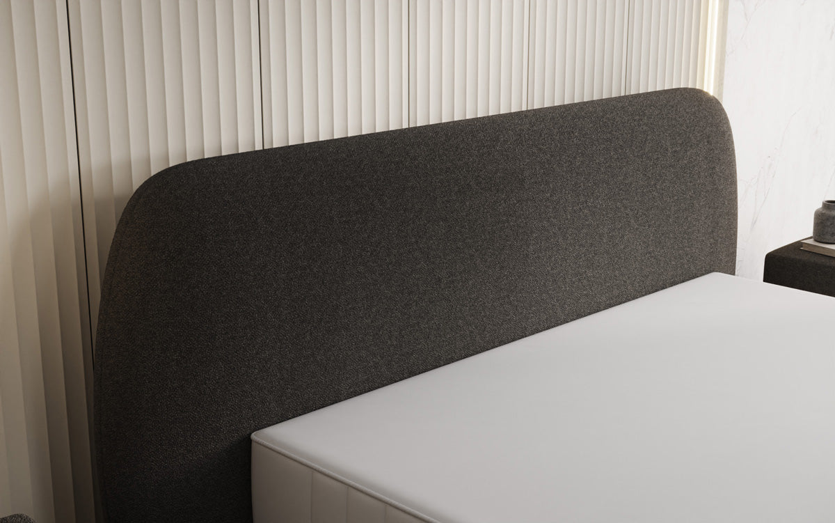 Designer Polsterbett Nella in Teddy Bouclé mit Stauraum