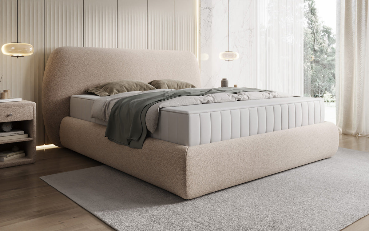 Designer Polsterbett Nella in Strukturstoff mit Stauraum