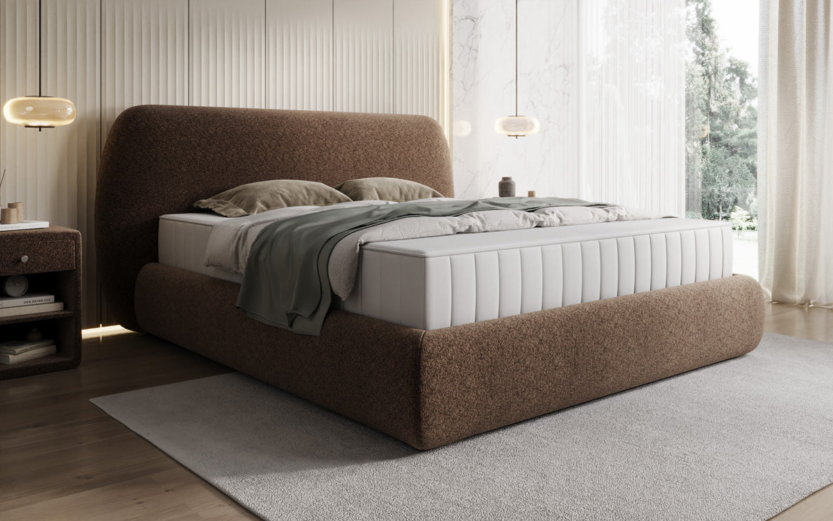 Designer Polsterbett Nella in Strukturstoff mit Stauraum