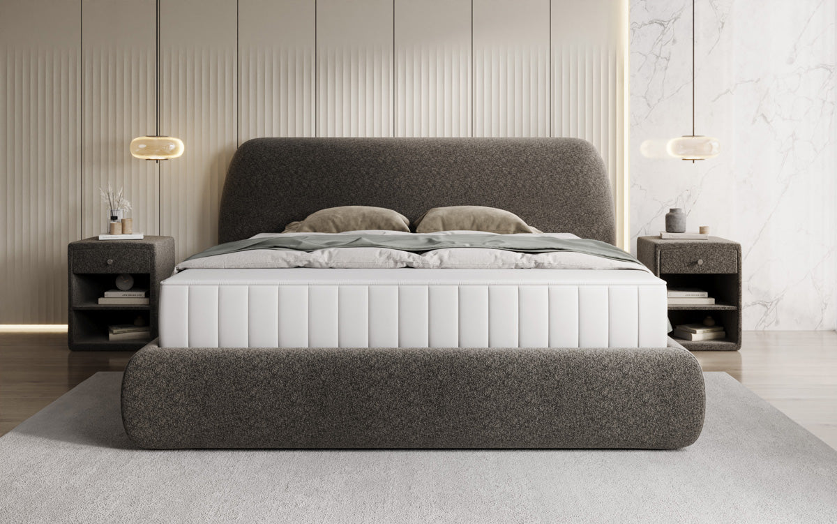 Designer Polsterbett Nella in Strukturstoff mit Stauraum