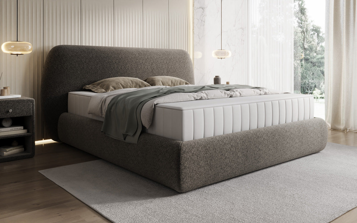 Designer Polsterbett Nella in Strukturstoff mit Stauraum