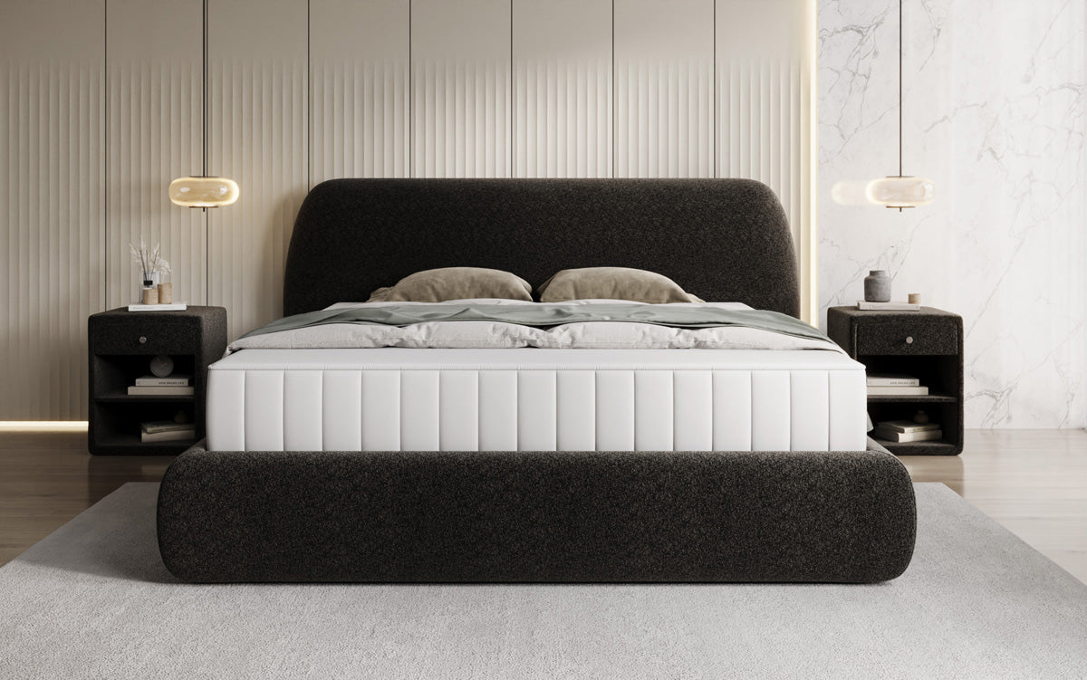Designer Polsterbett Nella in Strukturstoff mit Stauraum