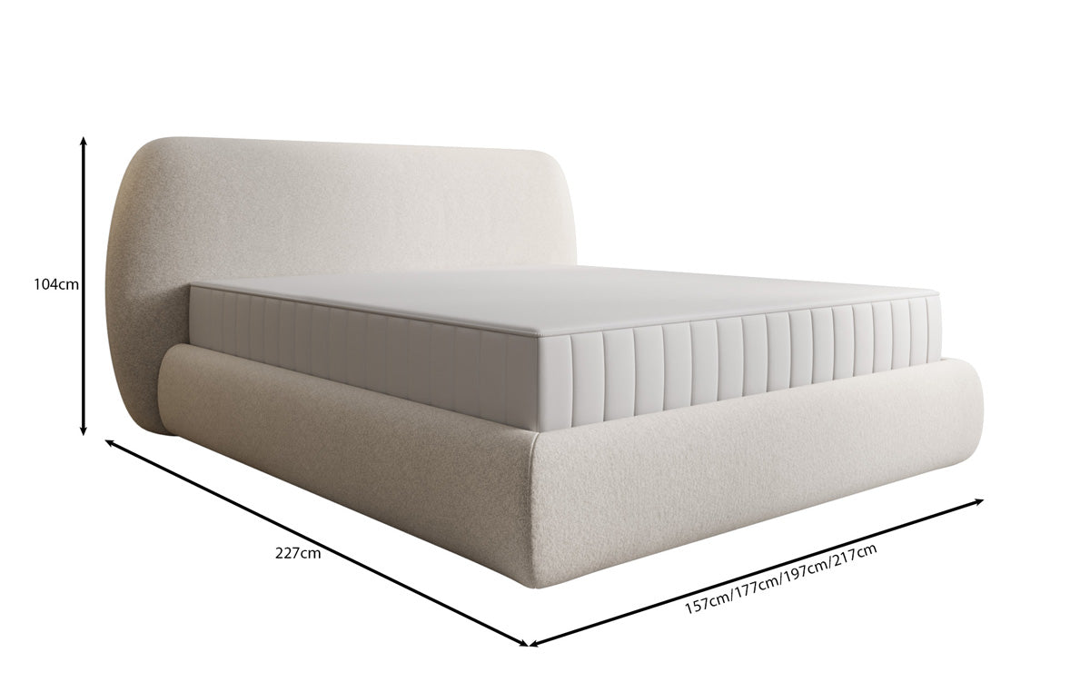 Designer Polsterbett Nella in Strukturstoff mit Stauraum