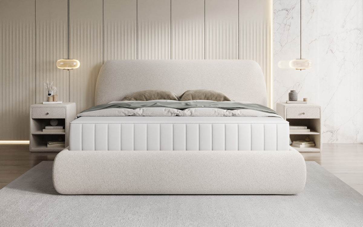 Designer Polsterbett Nella in Strukturstoff mit Stauraum