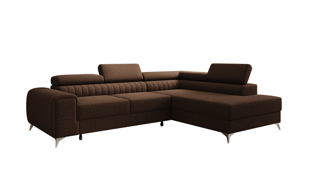 Designer Ecksofa Aurea mit Schlaf- und Klappfunktion in Bouclé