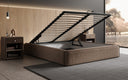 Designer Polsterbett Base mit Stauraum ohne Headboard in Strukturstoff