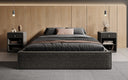 Designer Polsterbett Base mit Stauraum ohne Headboard in Strukturstoff