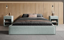Designer Polsterbett Base mit Stauraum ohne Headboard in Strukturstoff