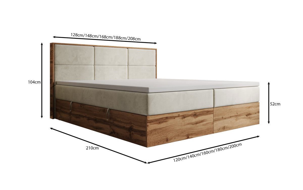 Boxspringbett Timber Panel mit Stauraum in Samt