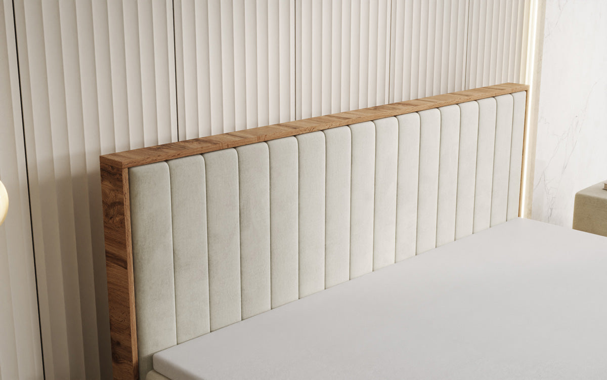 Boxspringbett Timber Line mit Stauraum in Samt